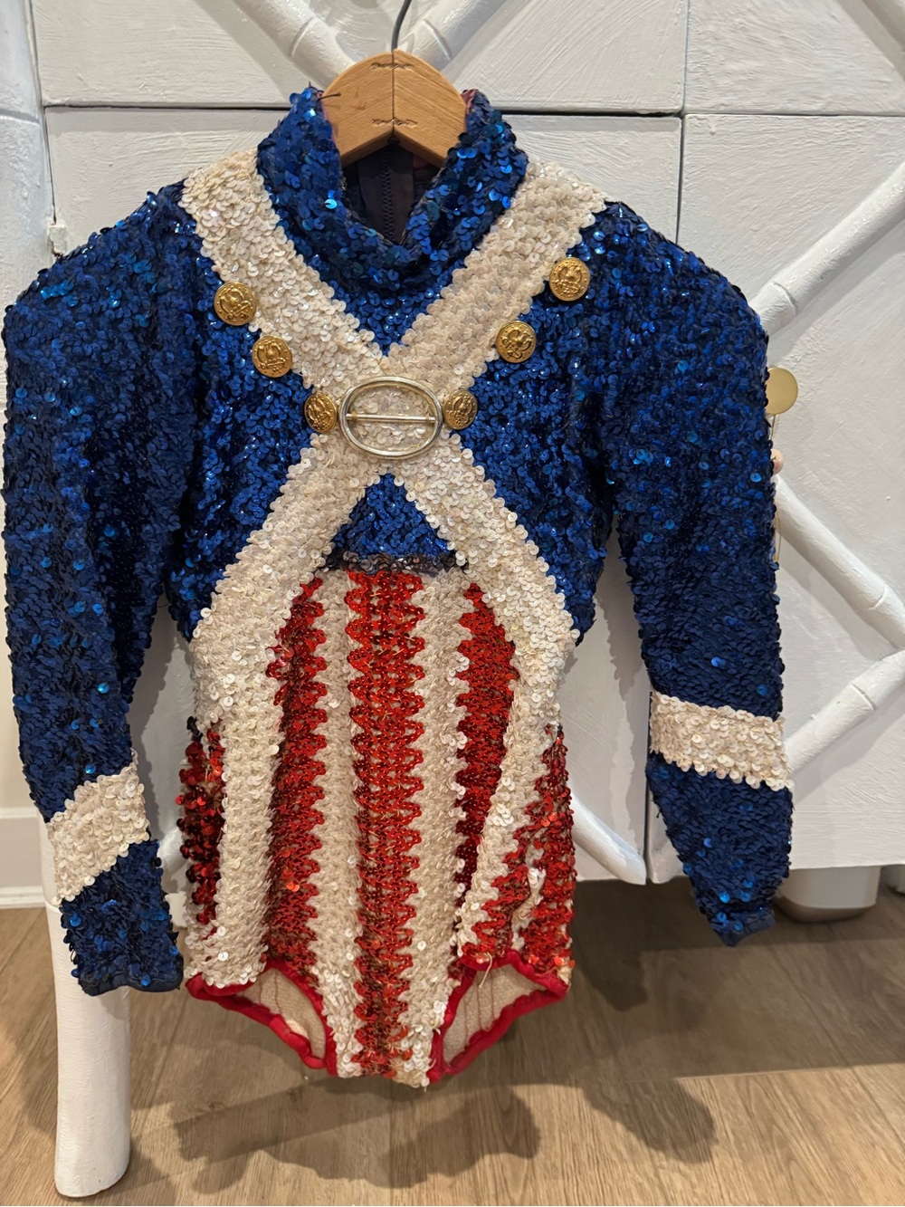 Vintage Ice skating dress competition figure skating USA Red White & Blue Sequin